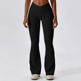 Cross High Waist Yoga Bell Bottom Pants Dance Sports Wide Leg Pants Casual Hip Lifting Fitness Bootcut Trousers